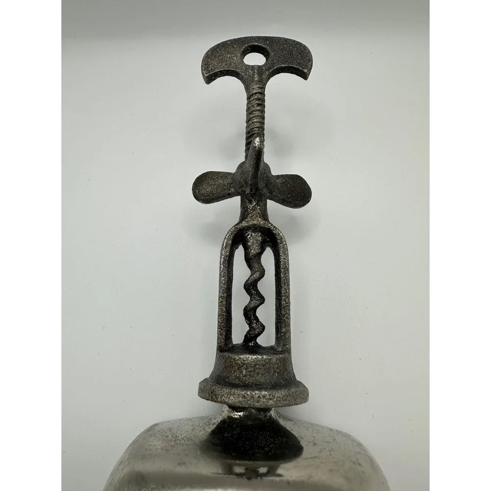 Vintage Style Corkscrew Handle Ice Scoop Cast Metal Industrial Barware Silver